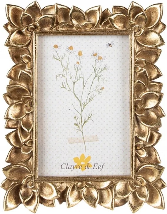 Arany fényképkeret dekoratív virágos kerettel 10x15 cm