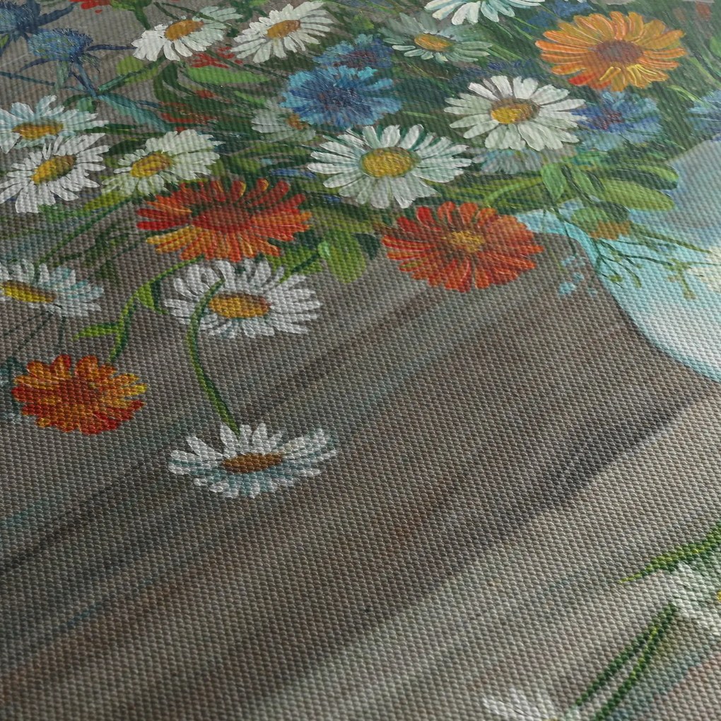 Kép - réti virágok, olajfestmény (120x50 cm)