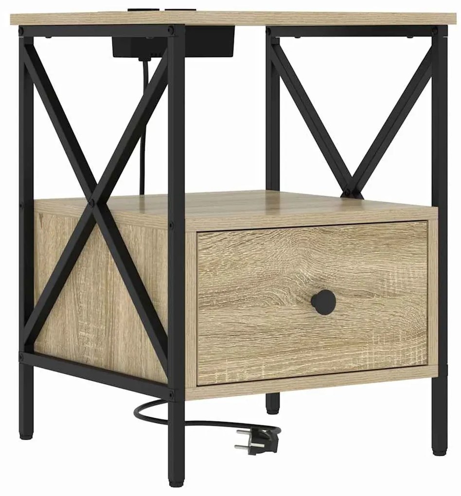 vidaXL Éjjeliszekrény 2 pcs Sonoma tölgy 41,5 x 40,5 x 55 cm Faanyag