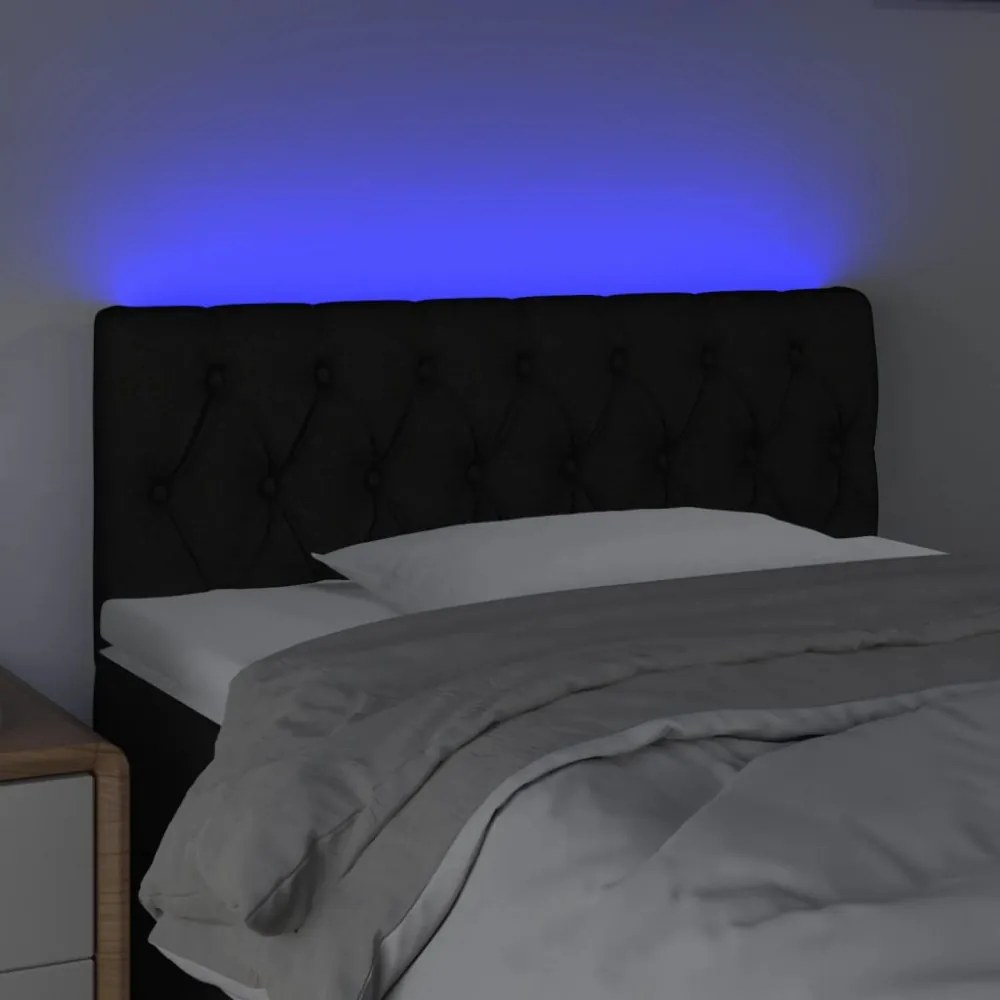 fekete szövet LED-es fejtámla 90 x 7 x 78/88 cm
