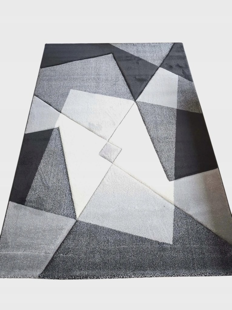Modern szőnyeg nappaliba 160x230cm,szürke-fekete krém 3D minta