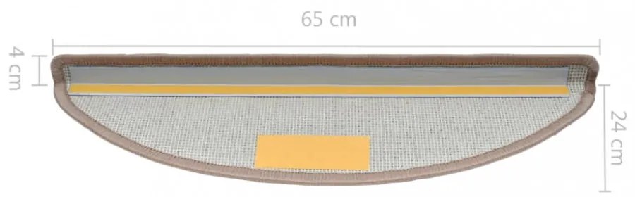 15 darab világosbarna lépcsőszőnyeg 65 x 24 x 4 cm