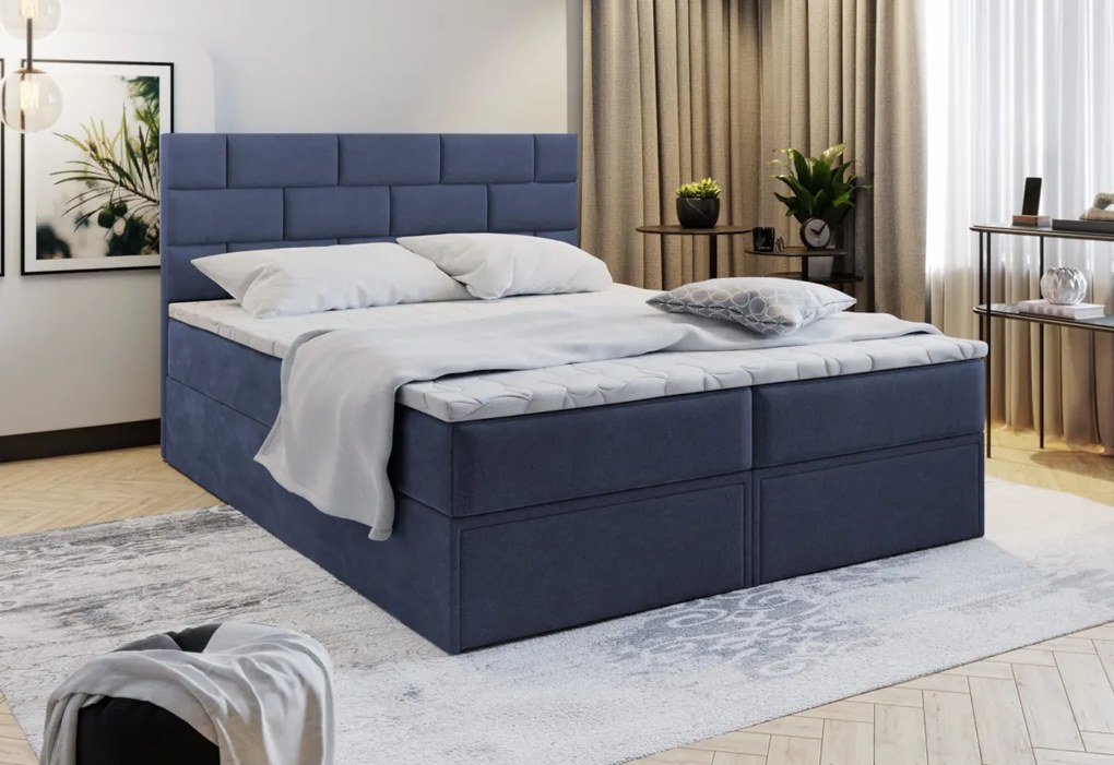 MARINOS Boxspring kárpitozott ágy, 160x200, lila