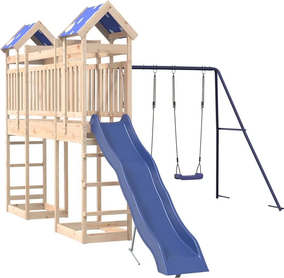 vidaXL tömör fenyőfa kültéri játszószett