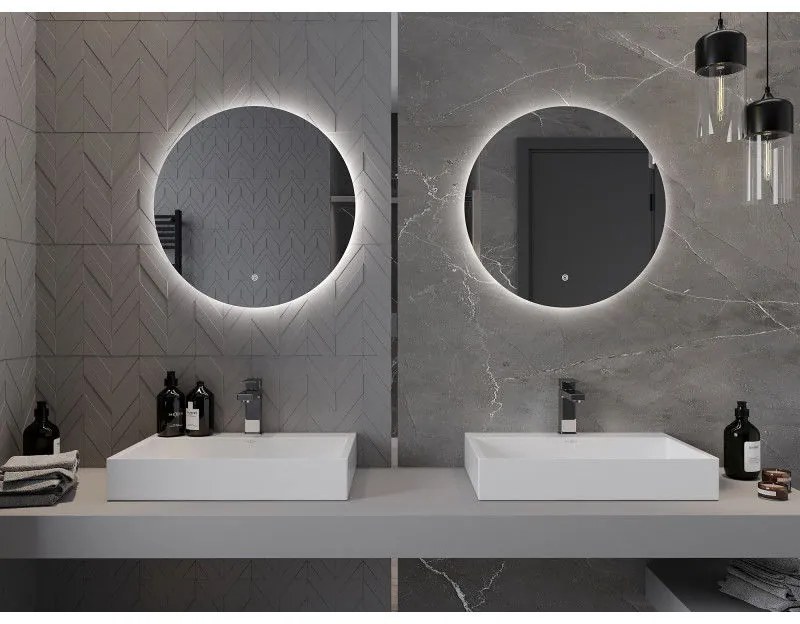 Mexen Erg kerek LED háttérvilágítású fürdőszobai tükör 60cm 6000K páramentes fűtőbetét 9823-060-060-611-00