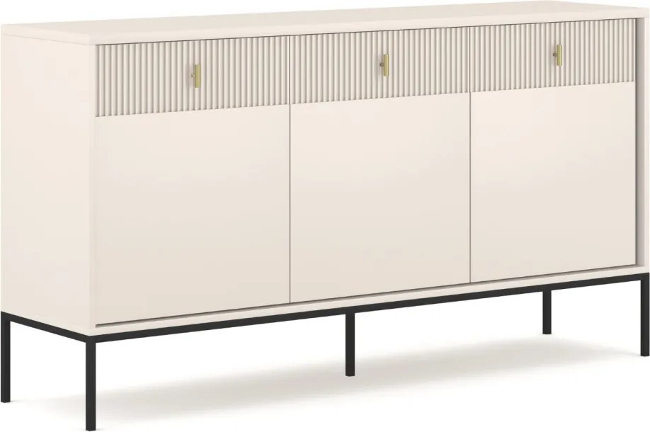 Komód 154 cm széles, bordázott fronttal kasmír színben – MARCOS