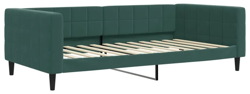 sötétzöld kihúzható bársonyheverő 100 x 200 cm