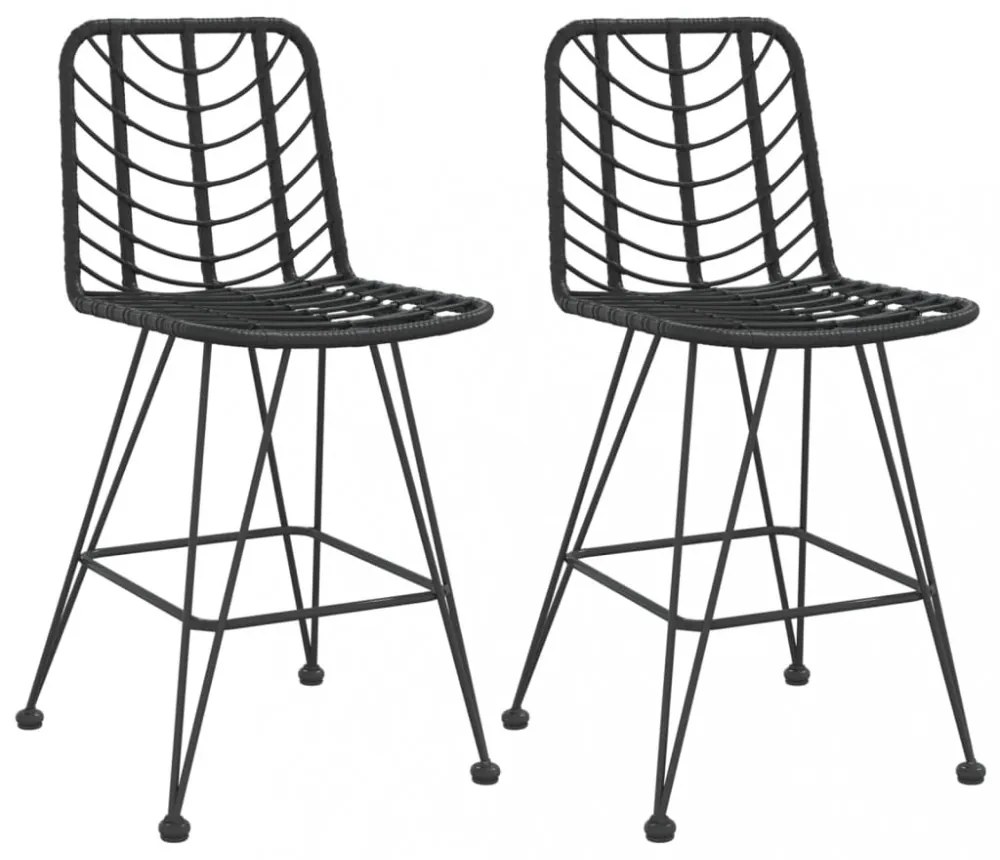 2 db bárszék fekete polietilén rattan és acél 45x56x103,5 cm