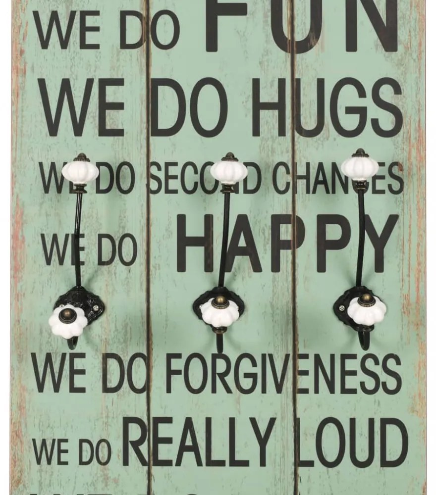 falra szerelhető fogas 6 akasztóval 120 x 40 cm „HAPPY LOVE”