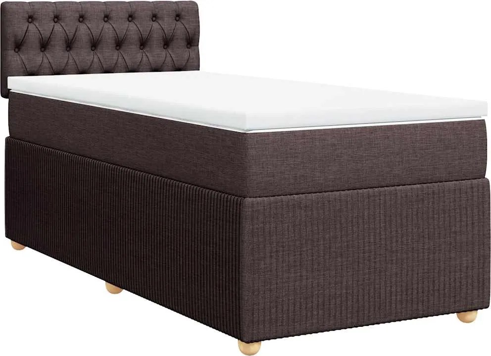 vidaXL sötétbarna szövet rugós ágy matraccal 90 x 190 cm