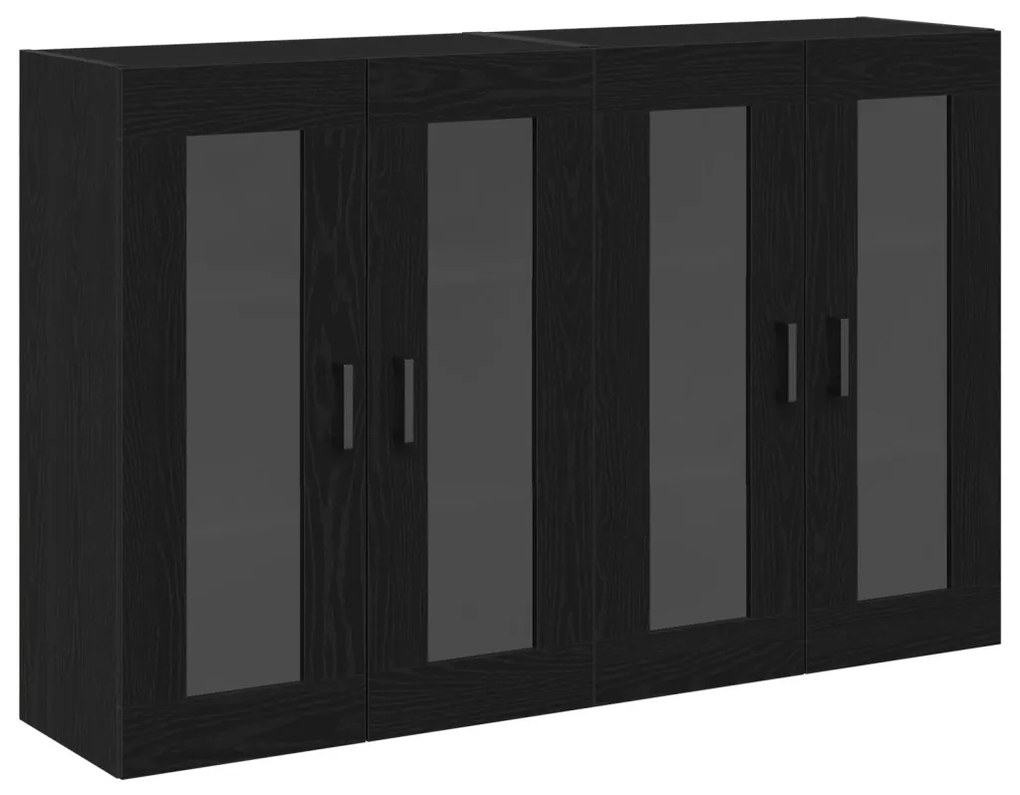 Fali Kabinetek 2 db Fekete Tölgy 69,5x34x90 cm Mérnöki Fa