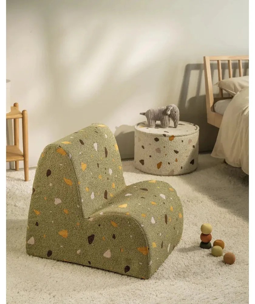 Fehér buklé-zsenília gyerek puff Terrazzo – Wigiwama