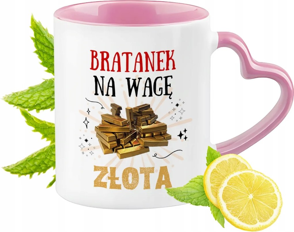 Bögre Árvácska Rózsaszín Szív Alakú Füllel Kávé Ajándék