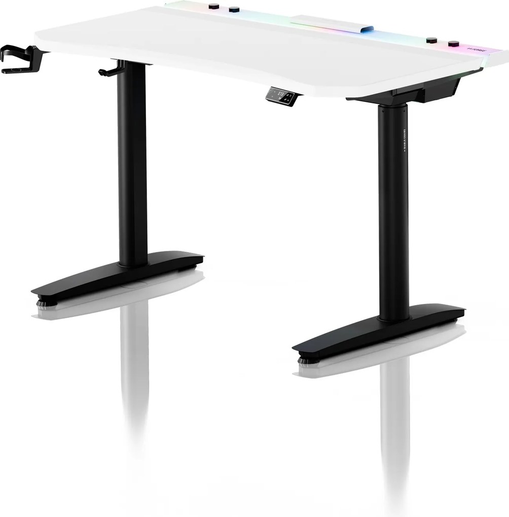 Elektromos RGB gamingasztal tartókkal, fehér-fekete, 120 cm: Diablo X-Forge 1200