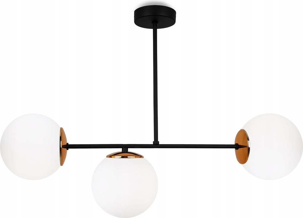 Mennyezeti Lámpa Függeszték Hármas Csillár Fehér Üveg Gömbök Glamour