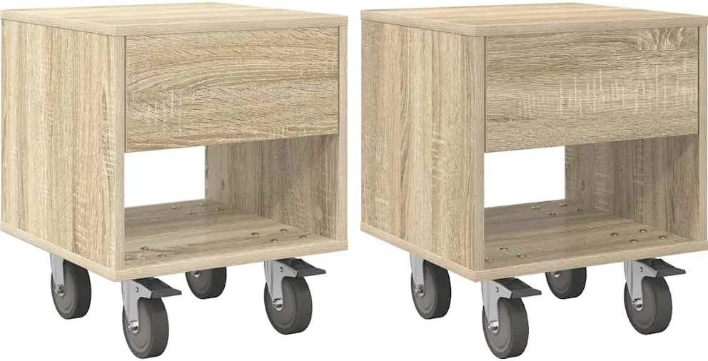 vidaXL Éjjeli asztal 2 pcs Sonoma tölgy 40,5 x 40 x 48 cm Faanyag