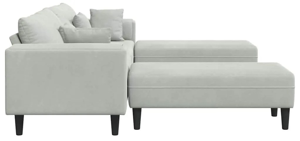 Bársony Kanapé párnával 3 pcs Világosszürke 208 cm Bársony