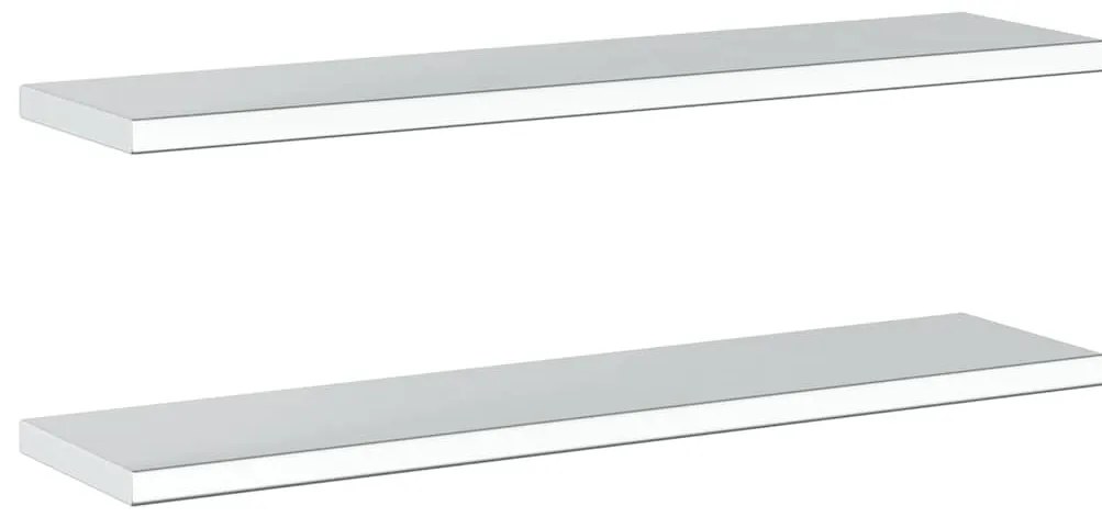 2 db ezüstszínű rozsdamentes acél fali polc 100 x 23,5 x 3 cm