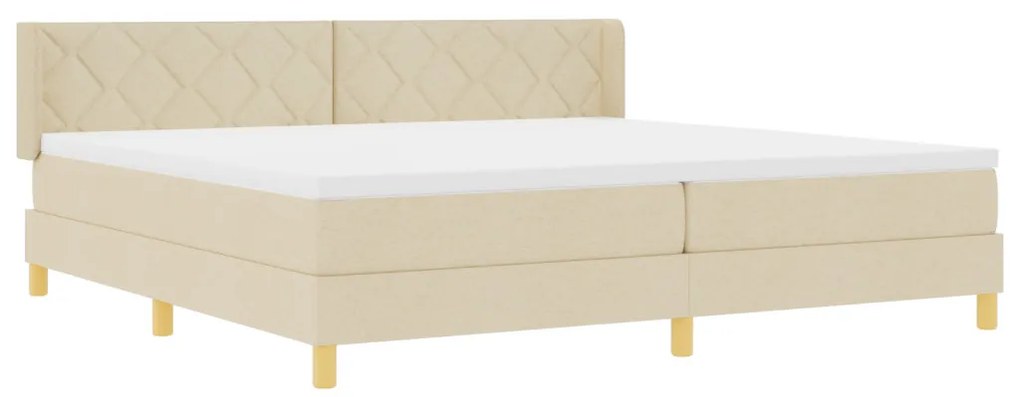 Boxspring ágy matraccal és krém szövettel, 200 x 200 cm