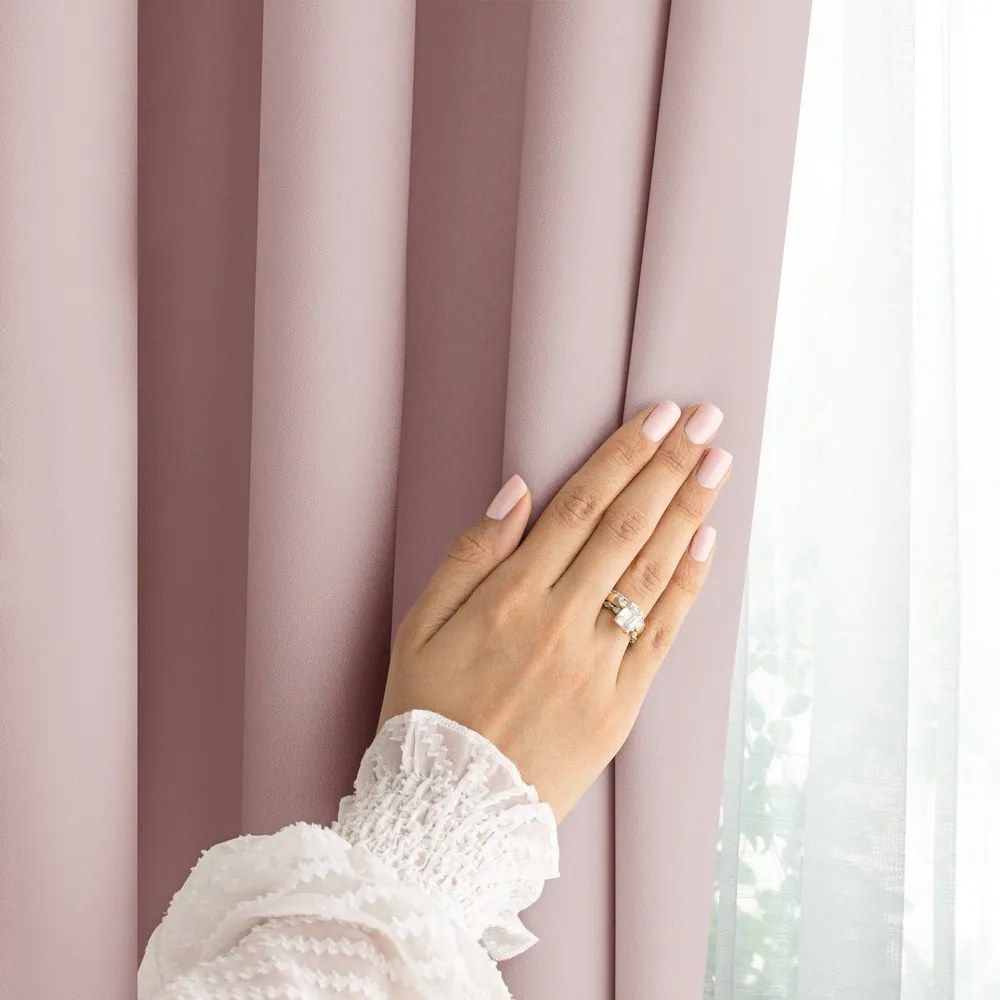 Törtrózsaszín dimout (részleges sötétítő) függöny 140x250 cm Carli Tie – Restilo