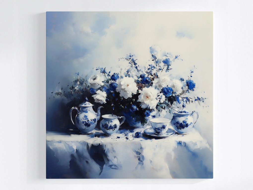 Poszter Virágok Kínai Porcelán Szerviz Kávé Tea 80x80