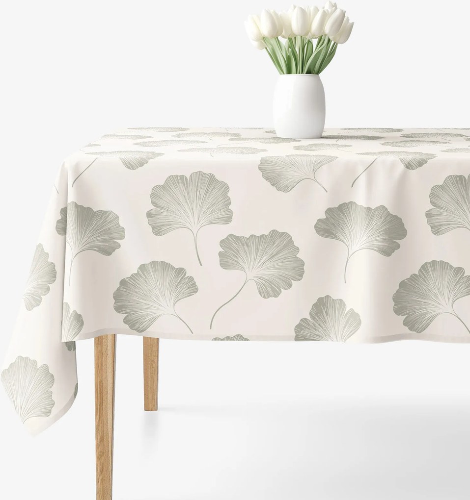 Goldea szögletes terítő 100% pamutvászon - ginkgo levelek 120 x 120 cm