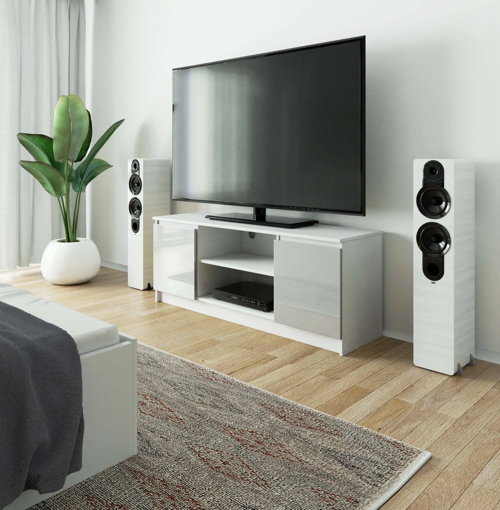 TV asztal Dariel (fehér + fémes fényű). 1069772