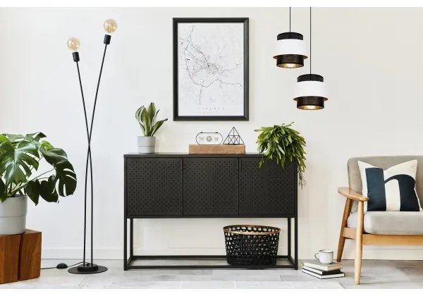 Csillár zsinóron NESS 2xE27/60W/230V á. 30 cm fekete/fehér