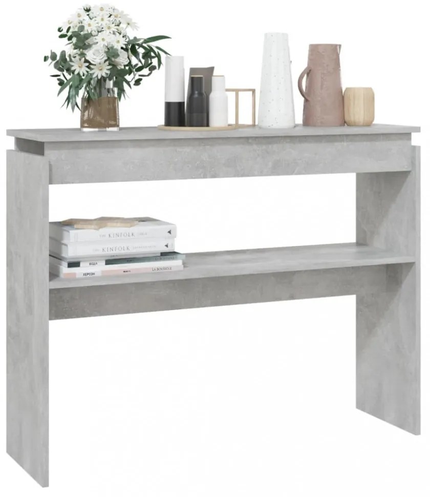 betonszürke szerelt fa tálalóasztal 102 x 30 x 80 cm