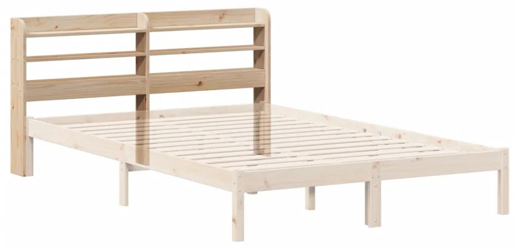 tömör fenyőfa fejtámla polcokkal 140 cm
