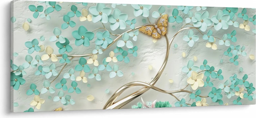Virágok pillangóval képe (120x50 cm)