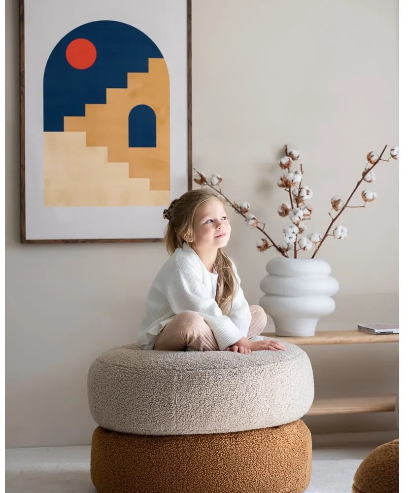 Barna buklé gyerek babzsákfotel Round – Wigiwama