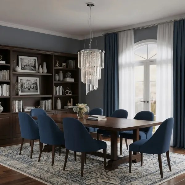 Ideal Lux-Kristály csillár zsinóron CARLTON 8xE14/40W/230V átm. 40cm fényezett króm