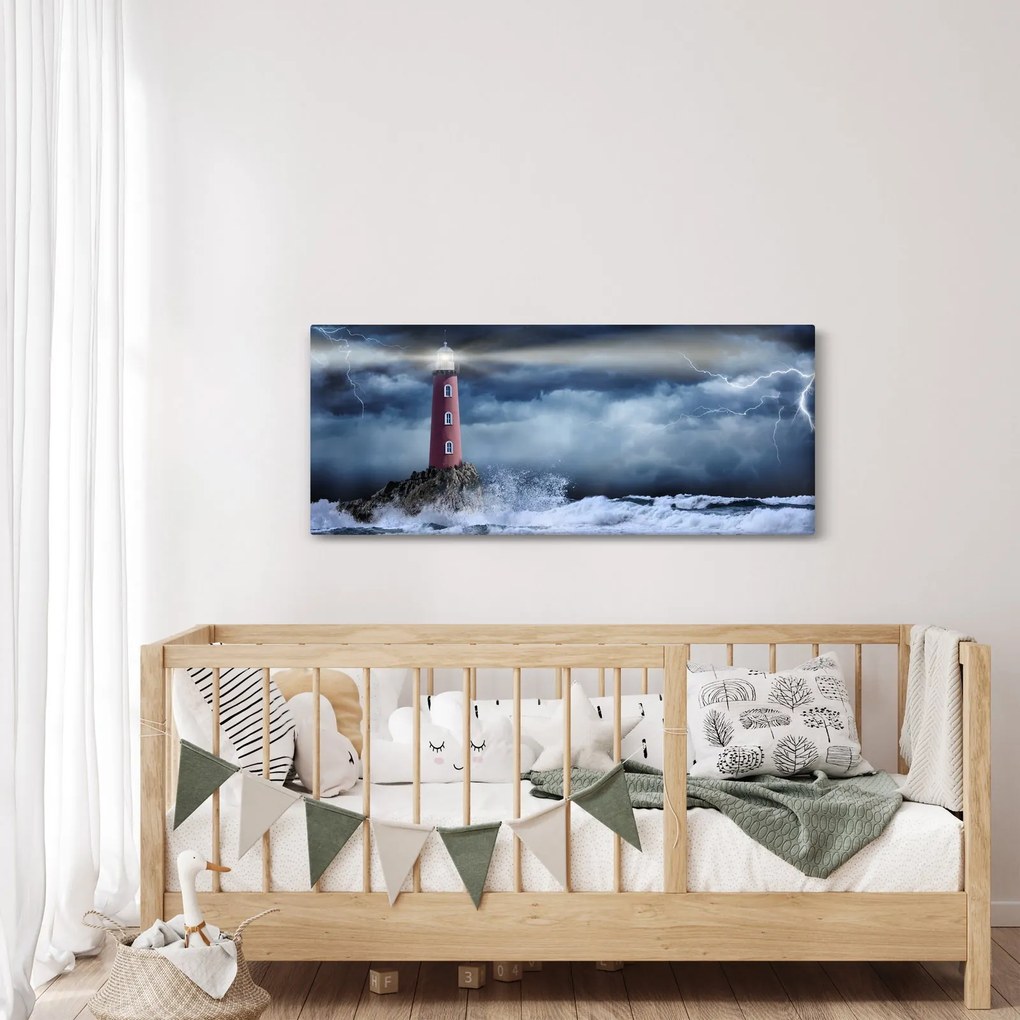 Kép - Világítótorony egy sziklán (120x50 cm)