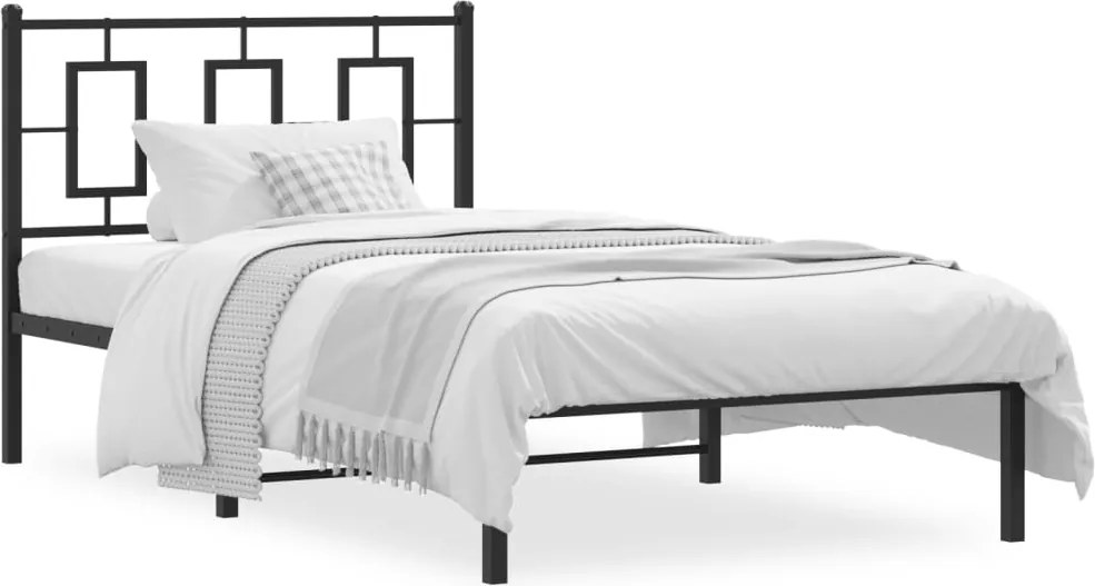 vidaXL fekete fém ágykeret fejtámlával 100 x 190 cm