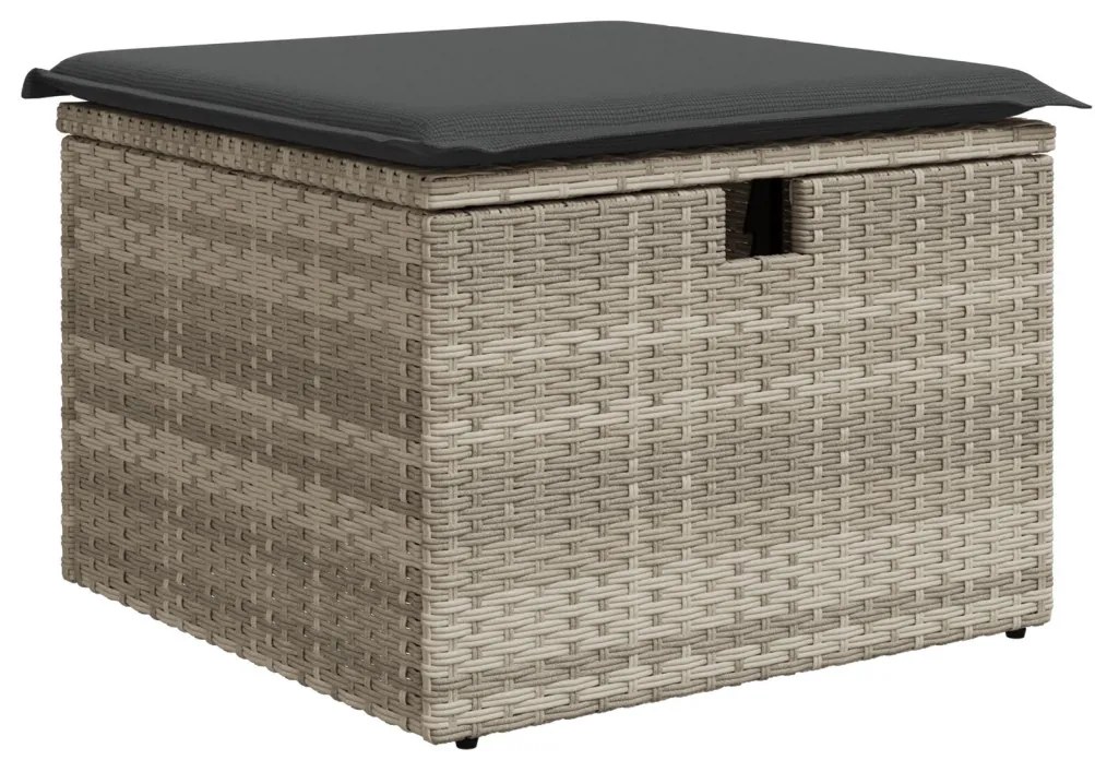 9 Részes Kerti Sofa Szett Párnákkal Szürke Poli Rattan