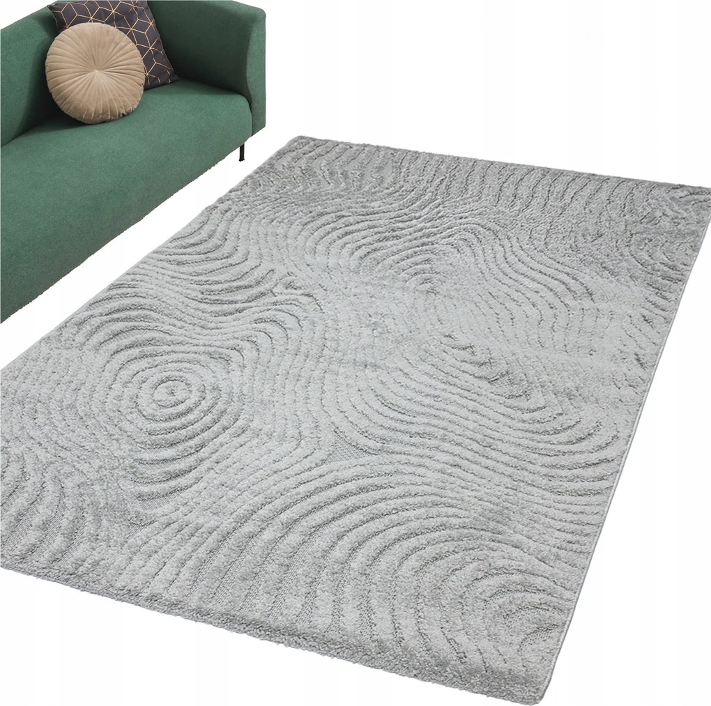 Nappali szőnyeg 120x170 Modern Szürke Divatos Kétszintes Tömör Tartós