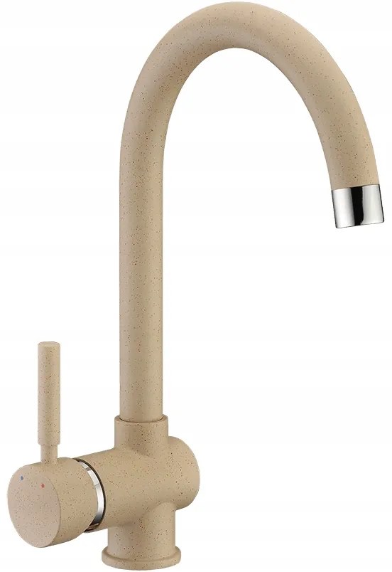 LAVEO Megalo, konyhai mosogató 790x490x230 mm + mosogató csaptelep BKZ468K, bézs, SBEA411T