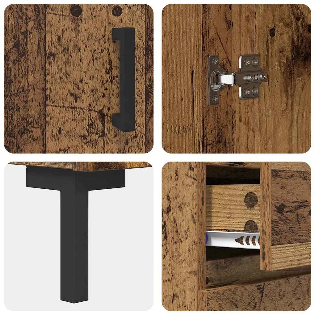 Széf fiókkal Régi fa 69.5 x 34 x 90 cm Faanyag