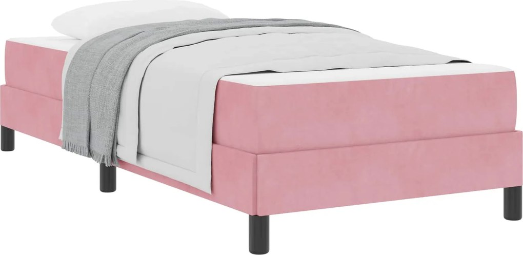 vidaXL Boxrugós ágy matracmal Rózsaszín 90 x 200 cm szövet