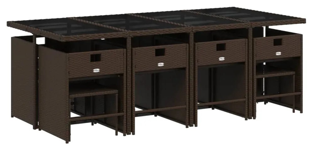 13 részes barna polyrattan kerti ülőgarnitúra párnákkal