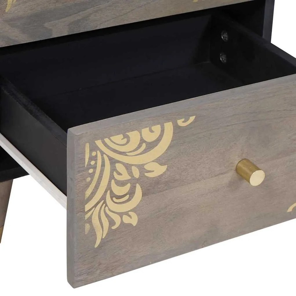 vidaXL Éjjeliszekrény 2 pcs Szürke 40 x 33 x 46 cm Tömör Mangófát