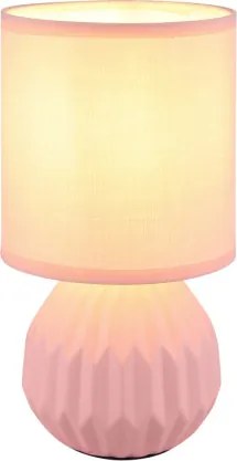 Globo 21730P Asztali lámpa, kerámia rózsaszín, textil rózsaszín, kábel PVC fehér, billenőkapcsoló a kábelen, ø: 120 mm, M: 230 mm, kábel hossza: 1300 mm, 1xE14 40W 230V izzó nélkül