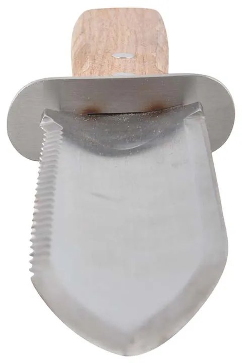 Rozsdamentes acél Hori Hori kés tokkal, kőrisfa nyéllel, 32 cm