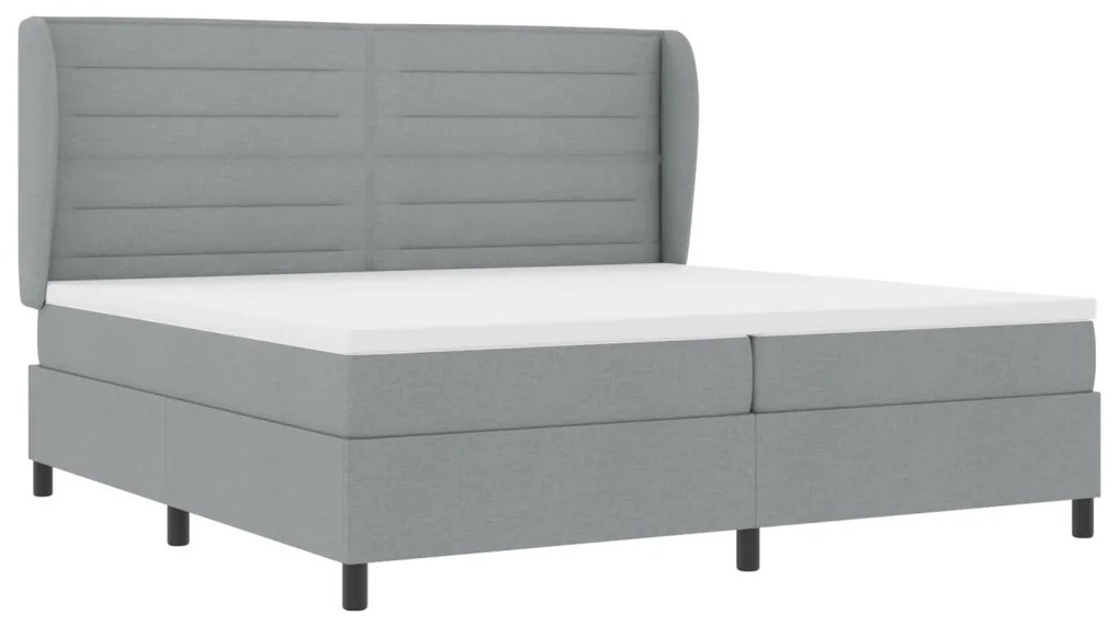 Boxspring Ágy Matrac Kép Barnás Szürke 200x200 cm Szövet