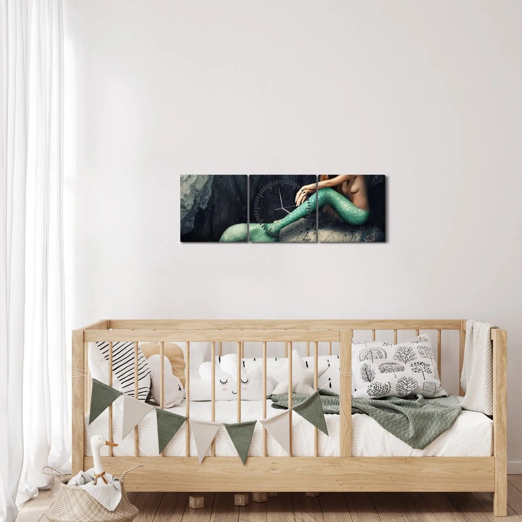 Kép - Hableány a sziklán (órával) (90x30 cm)