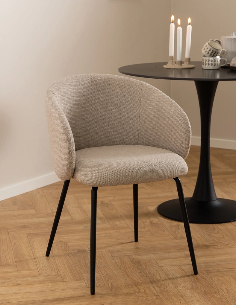 MAZZONI EXPORT CLARA Bézs (Basel 24 szövet)/fekete lábak - MODERN KÁRPITOZOTT KAGYLÓSZÉK LOFT STÍLUSÚ NAPPALIBA/ÉTKEZŐBE/IRODÁBA