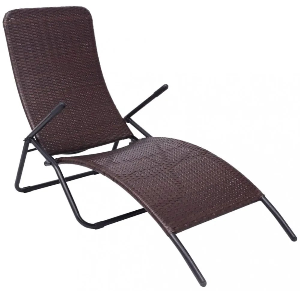 barna összecsukható polyrattan napozóágy