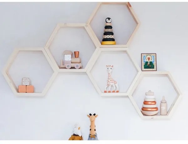 KÉSZLET 5x Fali polc RAF 36x31 cm fenyő