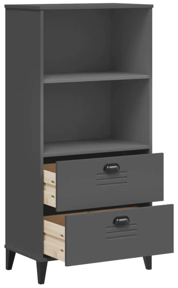 VIKEN antracitszürke szerelt fa könyvszekrény 60 x 35 x 123 cm